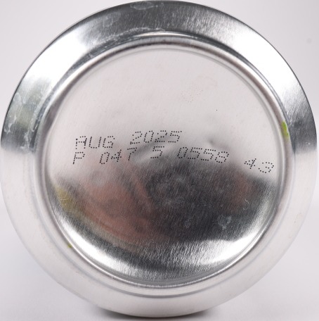 Example showing ink jet code location on the bottom of a single can